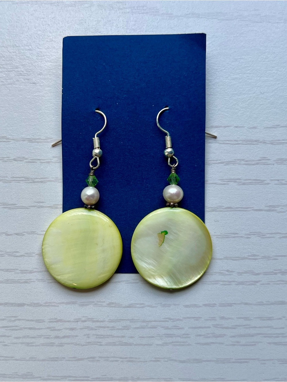 Lime Mother-of-Pearl Shell Drop Earrings